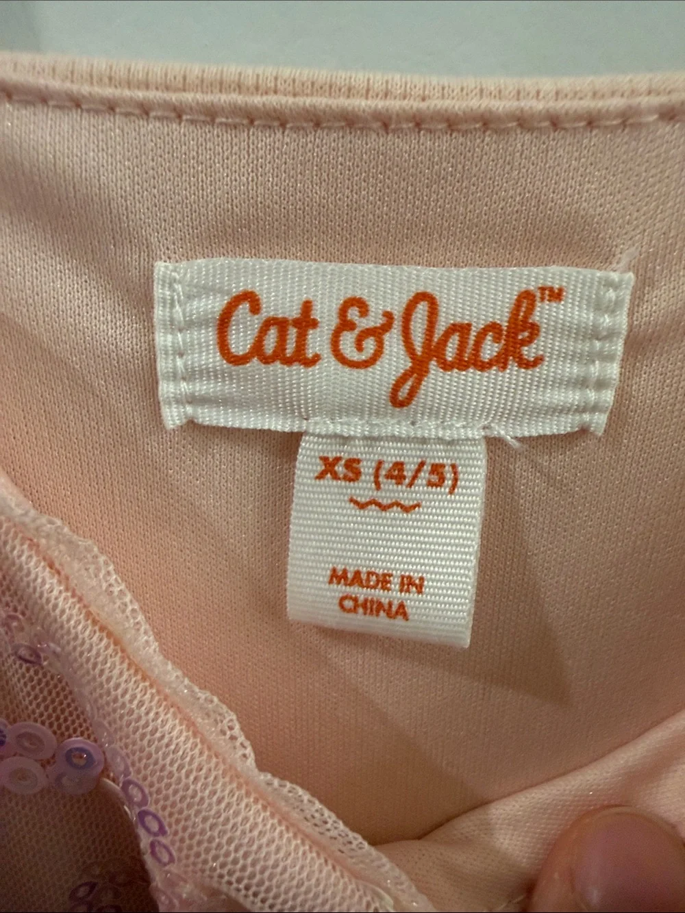 Cat & Jack Peach Tulle Formal Dress with Sequin Bodice